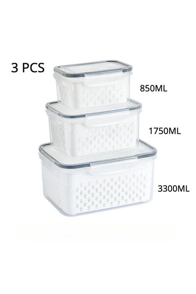Choice Grey 3PCS 1/2/3pcs Refrigerator Storage Box Fridge Organizer Fresh Veg...