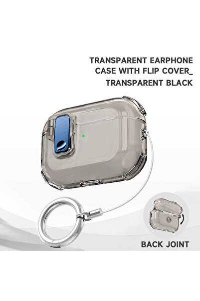 Choice جراب سماعات أذن شفاف أسود اللون، يفتح تلقائيًا، متوافق مع AirPods 4 و ...