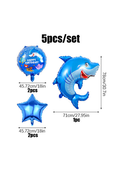 Choice مجموعة أخرى من 5 قطع من زينة حفلات بطابع أسماك القرش، بالونات على شكل ...