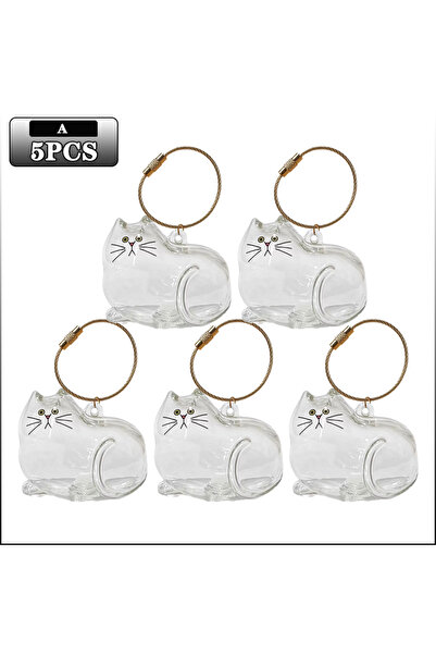 Choice13 5 قطع من سلاسل مفاتيح تذكارية مصنوعة من شعر القطط، تُستخدم كزينة لتخ...