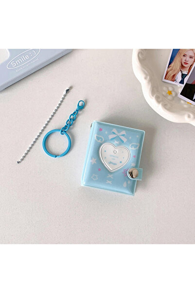 Choice ألبوم صور دب أزرق لطيف، علبة تخزين صور على شكل قلب مجوف مقاس 1 بوصة، م...