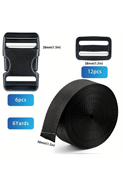 Choice3 38mm Straps and Buckles Set: Nylon Webbing + Side Release Buckle + Tr...