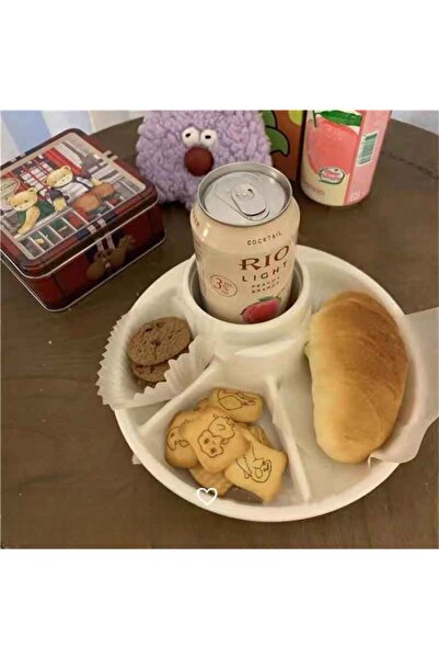 Choice طبق إفطار مقسم بحجم 21 سم، صينية شواء محمولة للنزهات، طبق للتحكم في كم...