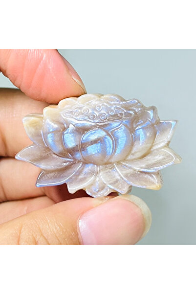 Choice قطعة واحدة من حجر القمر على شكل زهرة اللوتس، قطعة واحدة من حجر القمر ا...