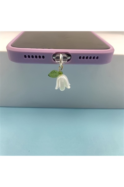 Choice سدادة منفذ شحن الهاتف من النوع C، قطعة واحدة، بتصميم زنبق الوادي، مصنو...