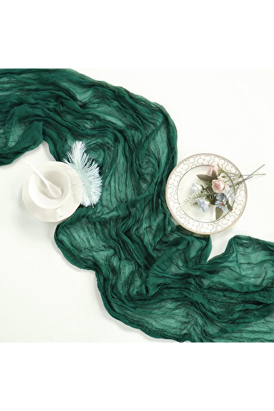 Choice 90x300cm Christmas Green Emerald Green Cheesecloth Table Runner Gauze ...