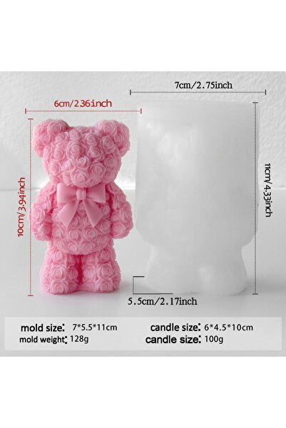 Choice قالب واحد لصنع قلب وردة ودب، مناسب لصنع شموع العلاج العطري/الجبس/راتنج...