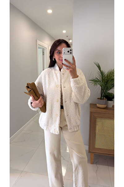 BİRCANÇİL Dellas Ecru Plush Jacket