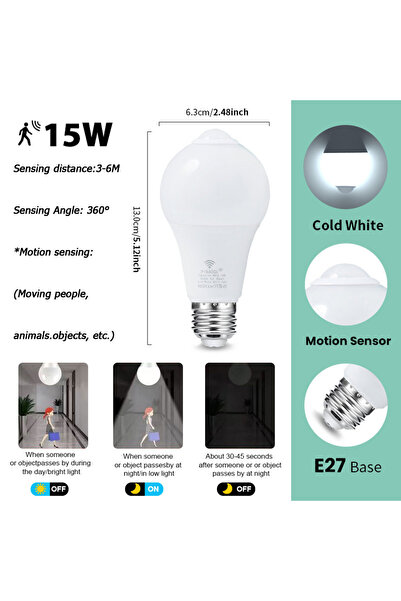 Choice 4pcs 15W Cold white 4pcs Led Bulbs Radar Motion Sensor Bulb E27 LED Bu...