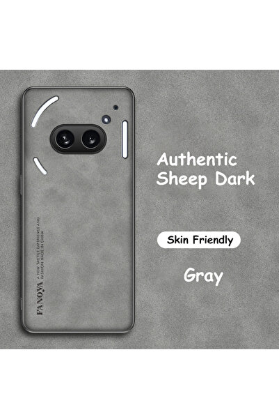 Choice جراب هاتف آيفون 2A من الجلد الصناعي الرمادي من ماركة "فور ناثينج"، غطا...