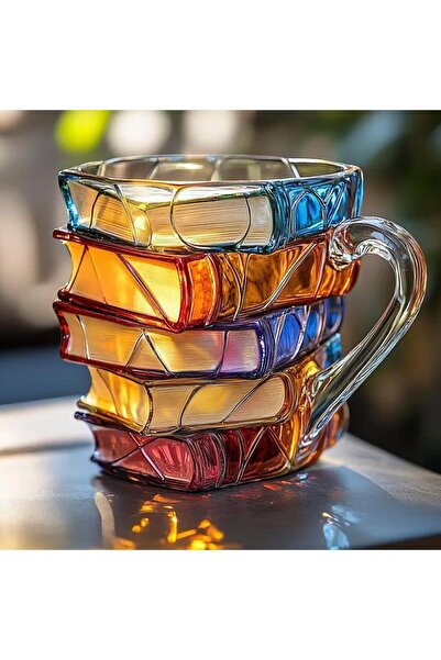 Choice 301-400ml 1pcs Painted Book Mug, 3D Colored Glass Book Coffee Mug, Nov...
