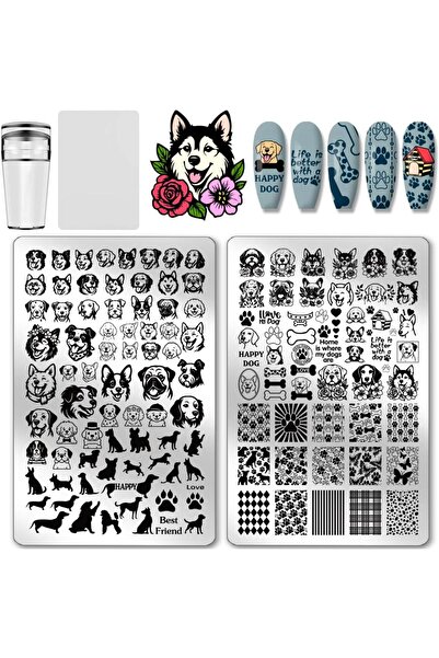 Choice AECH011-02607 قطعتان من ألواح ختم أظافر الكلاب، 124 نقشة لطيفة، ألواح ...