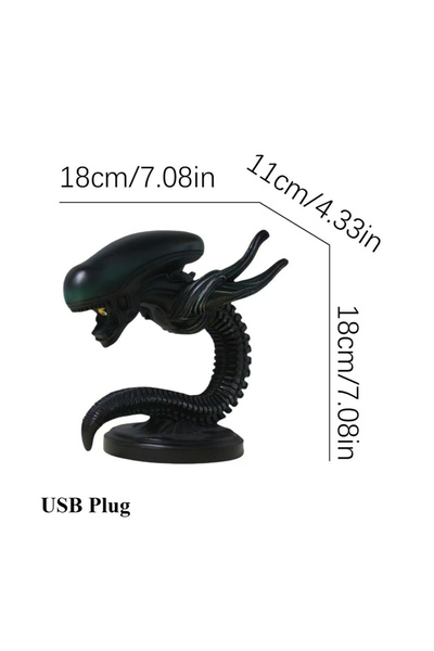 Choice مصباح طاولة على شكل تمثال فضائي أبيض من الراتنج، مناسب لغرفة النوم، بت...