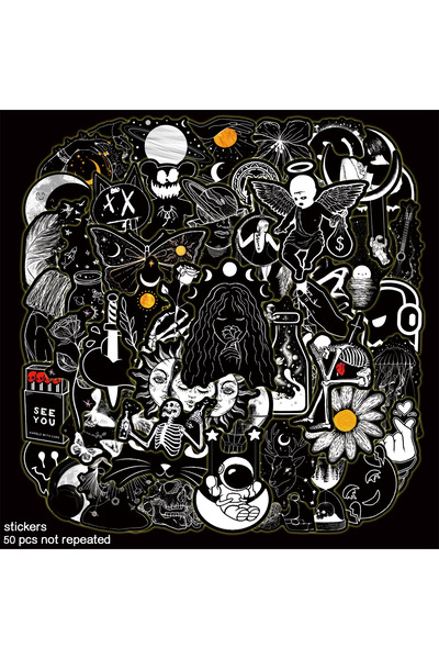 Choice 50Pcs 50Pcs Black Graffiti Stickers Water Bottle Laptop Phone Bicycle ...