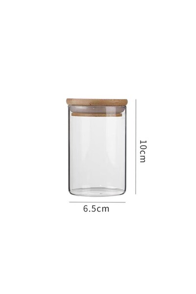 Choice 260ml Wood Lid Transparent Glass Food Storage Jars Kitchen Storage Bot...