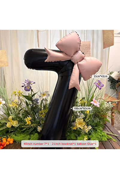 Choice 40inch 7 2pcs 40inch Black Bowknot Number Foil Balloons Photo Props We...