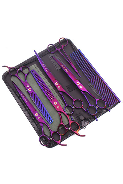 Choice4 مقص Z3005A Zi 7P للعناية بالكلاب، بتصميم تنين بنفسجي، مصنوع من الفولا...