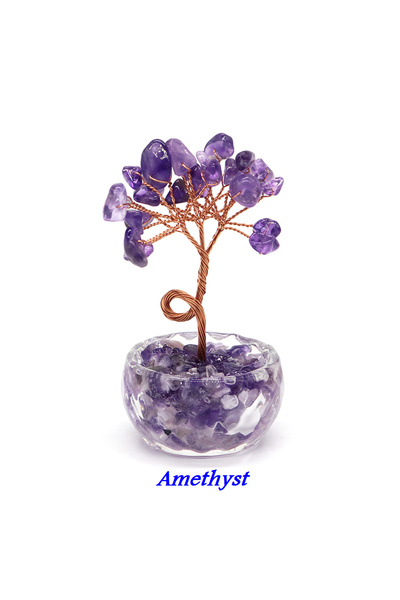 Choice قطعة واحدة من شجرة المال المحظوظة المصنوعة من الجمشت، ملفوفة بسلك نحاس...