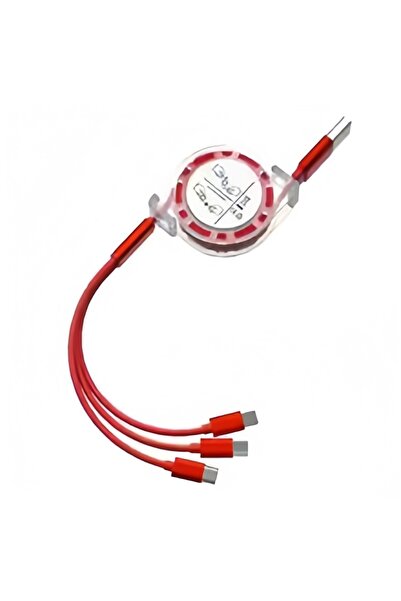 Choice Red Stretch Go 3-in-1 USB Cable | Universal 3A Fast Charging for iPhon...