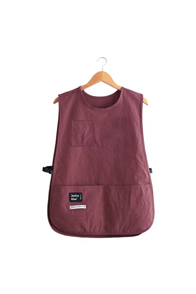 Choice Wine Red Waterproof and Stain-Resistant Apron Solid Color Nylon Vest S...