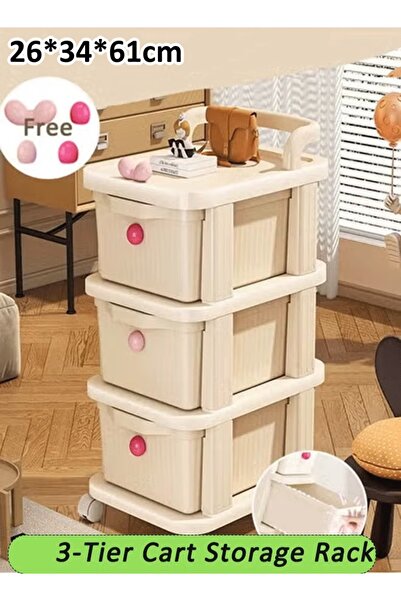 Generic 3-Tier Cart Storage Rack Rolling Utility Cart with Drawer Multifuncti...