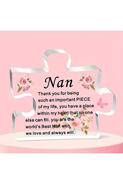 Choice Heartfelt Nan Gift - Acrylic Puzzle Piece with Floral Design, Perfect ...