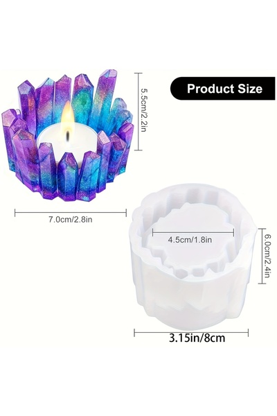 Choice Crystal cluster mold 1 crystal cluster tea lamp candle resin mold, sui...