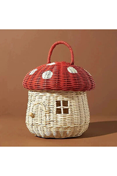 Choice سلة تخزين على شكل فطر أحمر، سلة تخزين مصنوعة يدويًا من الخيزران، سلال ...