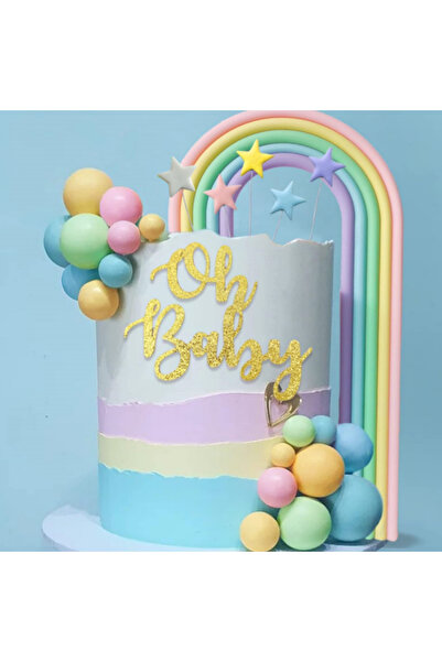 Choice 27pcs 27PCS Oh Baby Shower Cake Toppers - Rainbow & Star Decor for New...