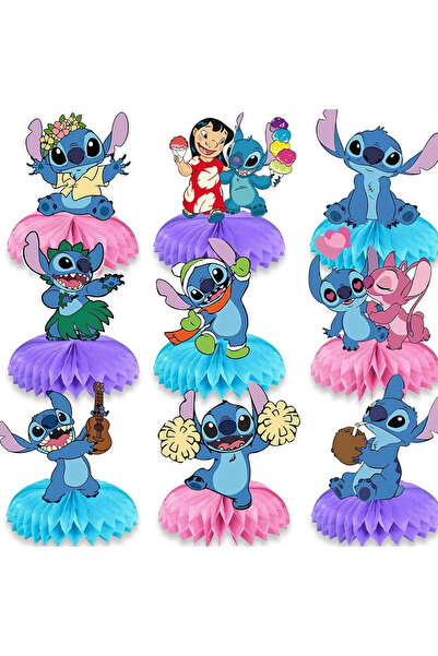 Miniso 9Pcs New Disney Lilo&Stitch Kawaii Centerpieces Birthday Party Table D...