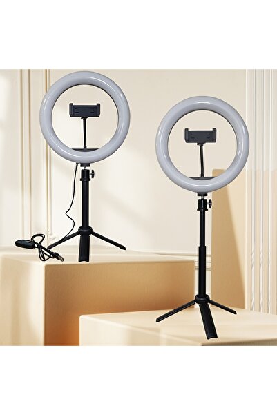 Choice إضاءة حلقية LED سوداء مقاس 10 بوصات مع حامل ثلاثي القوائم وحامل هاتف ق...