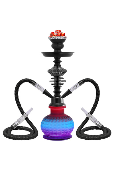 Choice Black 14inch Arabian Hookah Set Glass Base Ceramics Bowl Shisha Double...