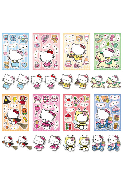 Choice ملصقات أحجية أنمي هيلو كيتي متعددة الألوان، 8 أوراق، لطيفة، يمكنك تجمي...