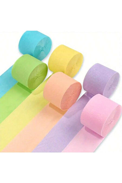Choice Combo 6Pcs Vibrant Pastel Paper Ribbon Rolls Soft Colors Elegant Crepe...