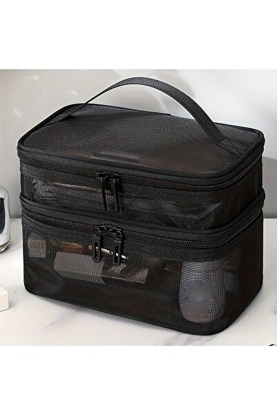 Choice Black 1pcs Mesh Makeup Bag Travel Cosmetics Storage Bag Large Capacity...