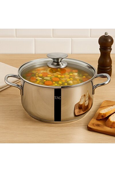 KAMPANYALI Taç Bengü Pro 20 cm Deep Pot – 3.2 Liters, 18/10 304 Stainless Ste...