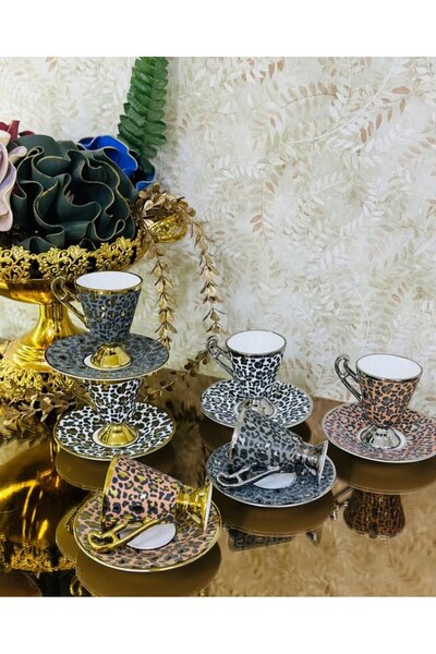 KÖSEOĞLU HOME 6 KİŞİLİK RENKLİ LEOPAR FİNCAN