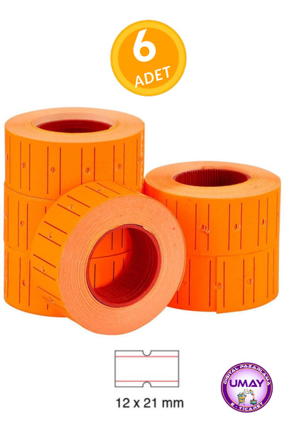 Tanex 6 Pieces of Orange Striped Price Tags 12×21 mm |   1 Roll 800 Pieces | ...