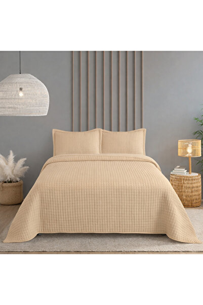 Bella Home Double Sonnia Bedspread Set - 240X260 cm - Cappuccino with Pvc Bag