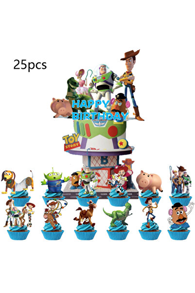 Miniso 25pcs 25pcs Disney Toy Story Cake Topper、Cupcake Toppers, Toy Story Bi...