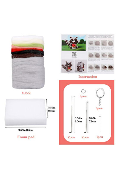 Choice Raccoon Zxiixz Needle Felting Kit Raccoon Animal Doll with Wool Roving...