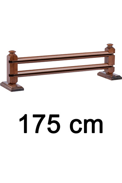 Perdejim Ceviz 175 cm Çetray Çift Raylı Rustik Perde Askısı S Pile ve Kornişl...