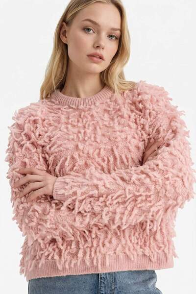 DeFacto Pulover tricotat cu ciucuri guler rotund cu potrivire obișnuită G8228...