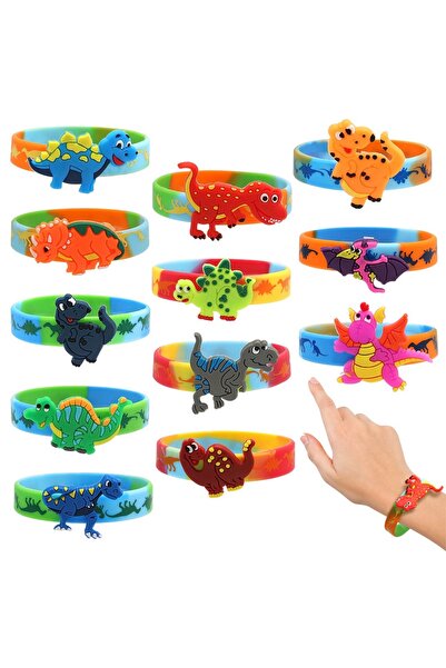 Choice 6 أو 12 قطعة من أساور السيليكون بتصميم ديناصورات كرتونية، مناسبة لأعيا...