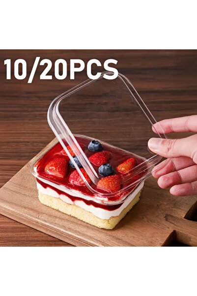 Choice 20PCS 10/20PCS Disposable Square Bag Cover Transparent Cake Box Tirami...