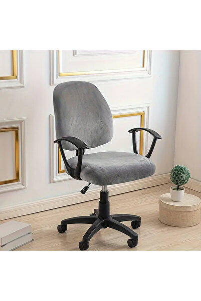 Choice 1set chair cover A5 Dark grey Velvet Office Chair Cover Elastic Anti-d...