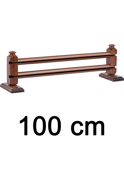 Perdejim Ceviz 100 cm Çetray Çift Raylı Rustik Perde Askısı S Pile ve Kornişl...