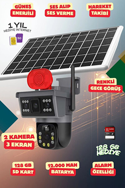 OEM Yapay Zeka 4K SimKartlı Güneş Enerjili 2 Kameralı 3 Ekranlı Güvenlik Kame...