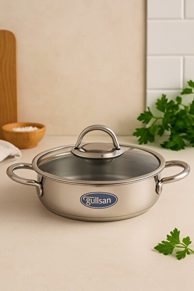 KAMPANYALI Gülsan 22 Cm Yanmaz Yapışmaz İç Yüzeyli Paslanmaz Çelik Pilav Tenc...