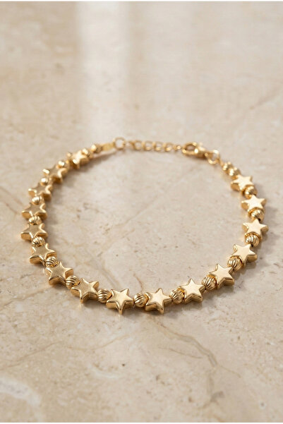 AURRARİ Altın Kaplama Dorika Ve Yıldızlı Ayarlanabilir Bileklik